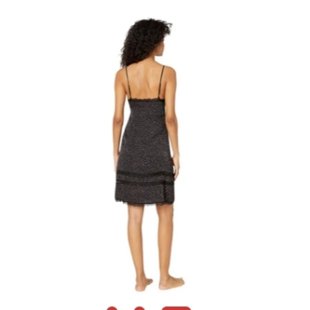 Kiki De Montparnasse Women's Stretch Silk Print Slip Dress - Black Red - Size 6 - Picture 4 of 4